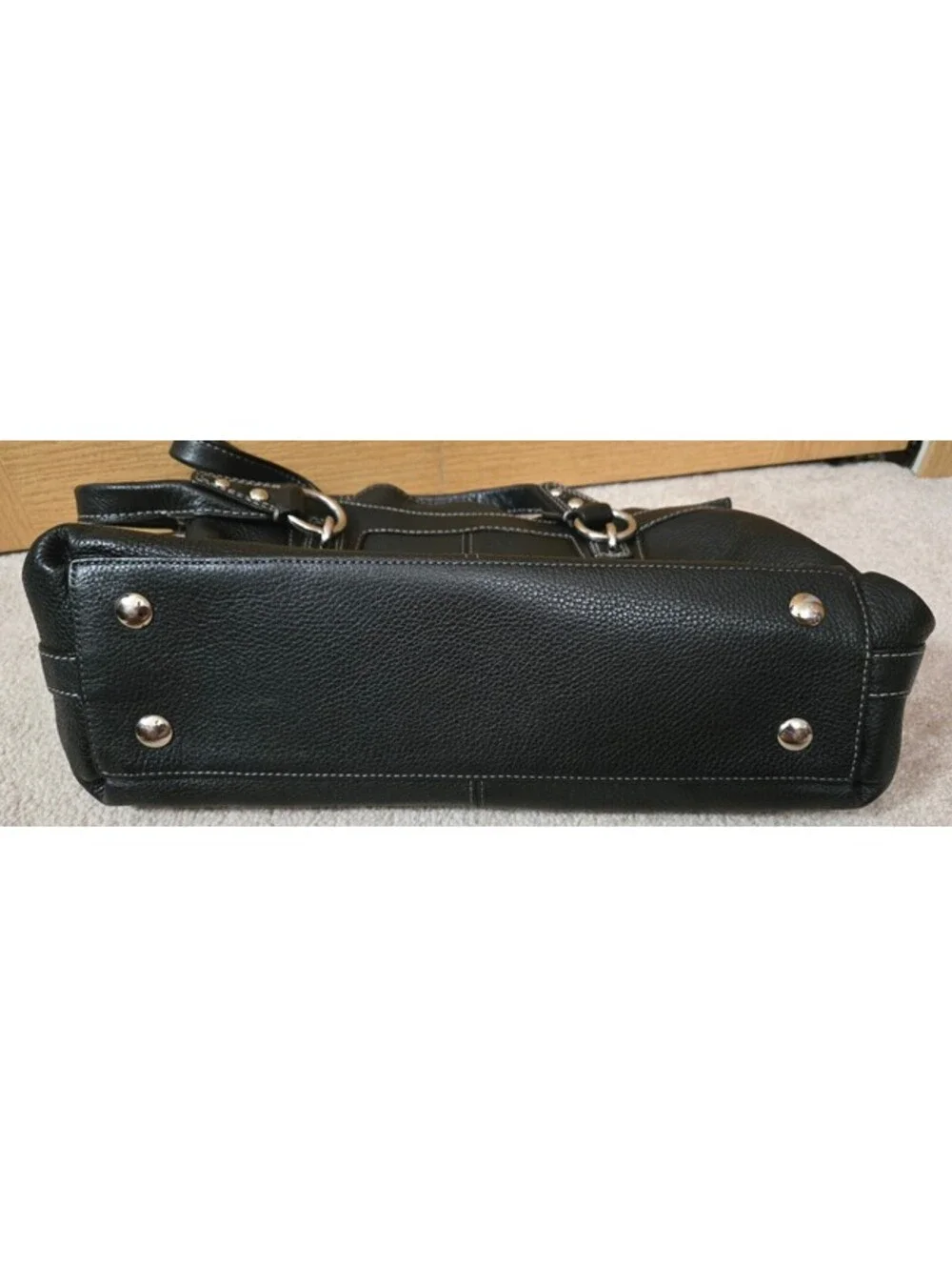 Coach Black Pebbled Leather Satchel Handbag with Silver Hardware